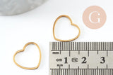 Breloque connecteur coeur acier 201 inoxydable doré 20mm, x1 (G9504)