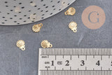 Breloque coquillage acier 304 inoxydable doré 14k 7.5mm, Pendentif coquillage sans nickel, x10 (G6014)