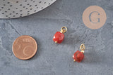 Natural Carnelian Cube Charm, Gold-Plated Brass 14.5mm, x1 (G11241)