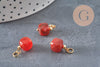 Natural Carnelian Cube Charm, Gold-Plated Brass 14.5mm, x1 (G11241)