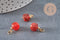 Natural Carnelian Cube Charm, Gold-Plated Brass 14.5mm, x1 (G11241)