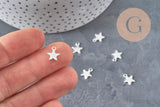 Stainless steel 304 star charm, silver plated, 10mm, x5 (G11172)