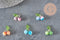 Breloque fruit cerise jade persan naturel teinté acier inoxydable platine 14mm, x1 (G11379)-Breloques et pendentifs-Gingerlily Perles