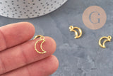 Dije luna texturizado calado zamac dorado 15mm, x5 (G11221)