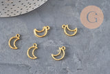 Dije luna texturizado calado zamac dorado 15mm, x5 (G11221)