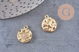 Breloque oeil protecteur zamac doré 18k cristal zircon,sans nickel,création bijoux chance, pendentif chance,17 mm, x1 G5460