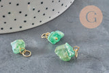 Breloque pépite quartz naturel coloré acier 304 inoxydable doré 15mm, x1 (G11368)-Breloques et pendentifs-Gingerlily Perles