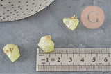 Breloque pépite quartz naturel coloré acier 304 inoxydable doré 15mm, x1 (G11368)-Breloques et pendentifs-Gingerlily Perles