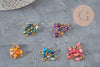 Breloque ronde agate naturelle facetée laiton doré 8.5mm, x1 (G11370)-Breloques et pendentifs-Gingerlily Perles