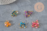 Breloque ronde agate naturelle facetée laiton doré 8.5mm, x1 (G11370)-Breloques et pendentifs-Gingerlily Perles