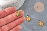 Gold-plated zamak turtle charm 23mm, x5 (G11229)