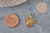 Gold-plated zamak turtle charm 23mm, x5 (G11229)