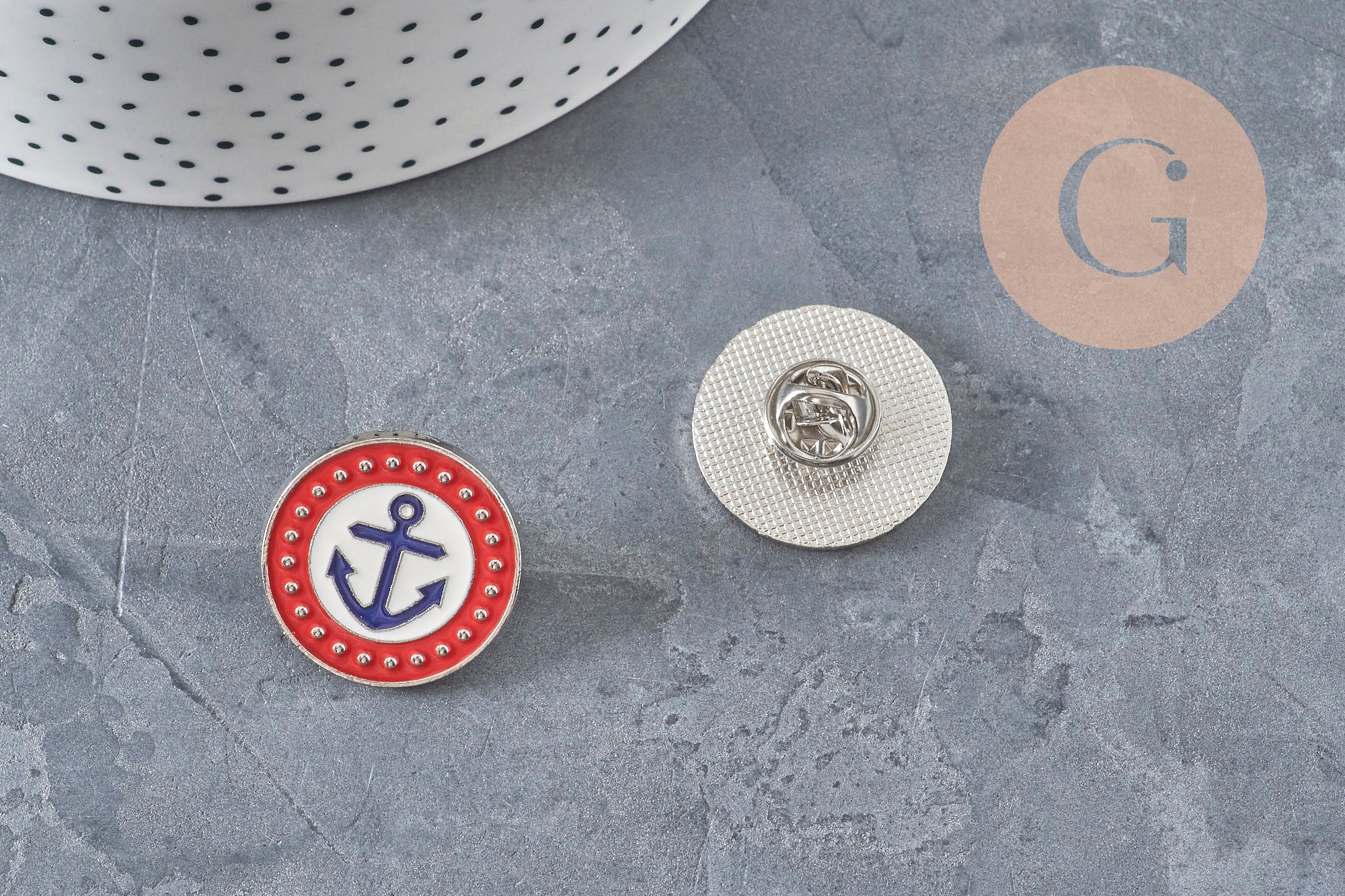 Broche pin Escudo marino zamac dorado 25mm, x1 (G11237)