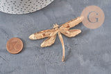 Dragonfly winged insect pin golden zamac blue 74x50mm, x1 VALID