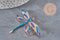 Broche pin Libélula insecto alado zamac dorado azul 74x50mm, x1 VÁLIDO