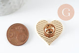 Broche pins coeur LGBT zamac doré arc-en-ciel 23mm, x1 (G9458)