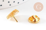 Broche pins coeur Plexiglas doré à paillettes 20mm, x1 (G10532)