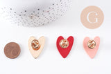 Broche pins coeur zamac doré émaillé 29mm, x1 (G10139)