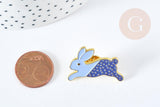 Broche pins lapin bicolore doré émail,broche dorée,décoration veste ,x1 (G8511)