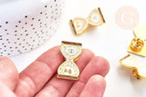 Broche pins sablier vanité oeil protecteur laiton doré émail jaune,décoration veste, 29.5x16mm,x1 (G5545)