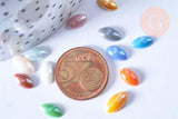 Cabochon Marquise horse eyel verre irisé multicolore 4x10mm, x10 (G8704)