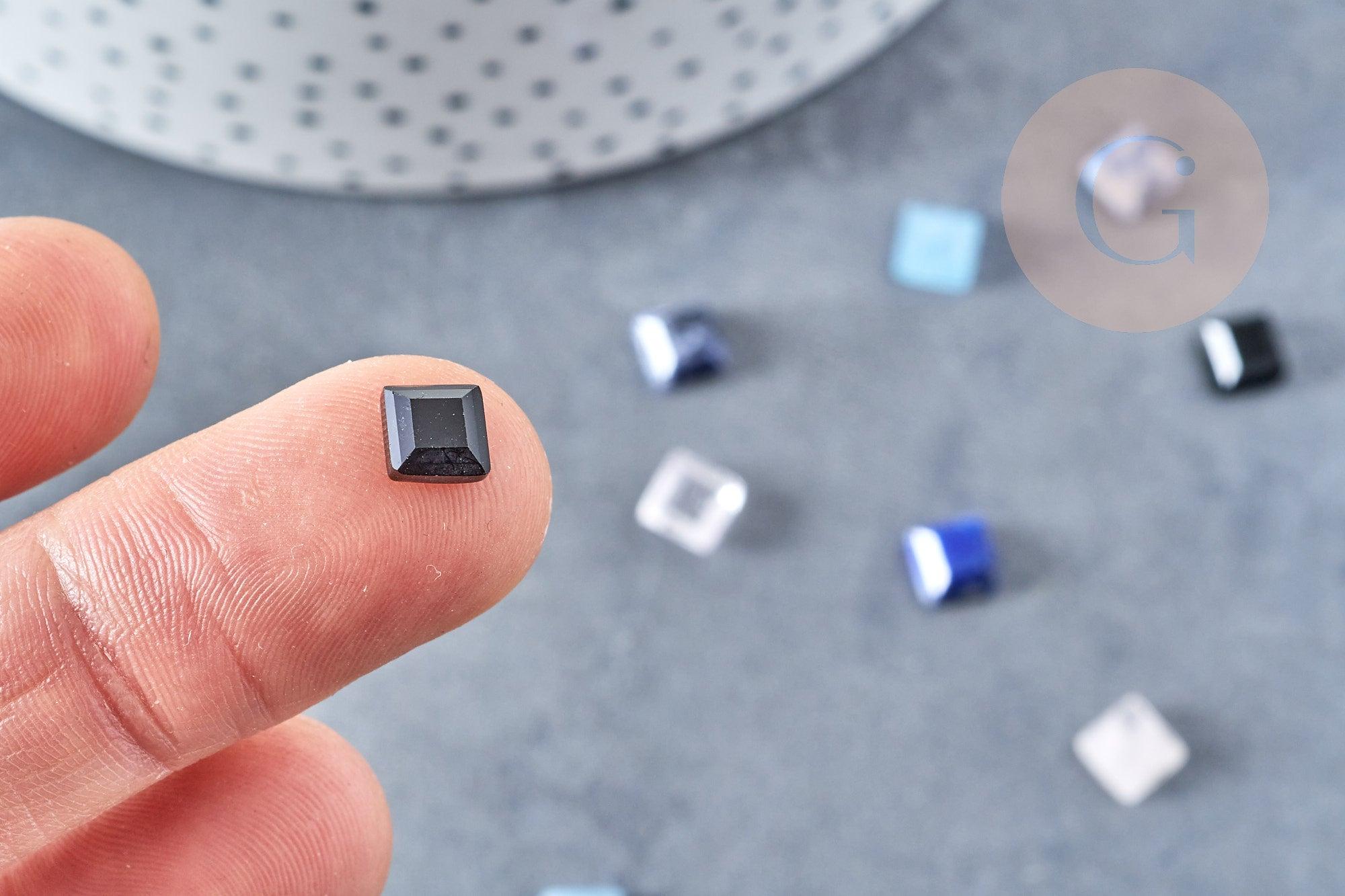 Cabochon carré pierre naturelle onyx lapis cristal de roche quartz rose jade 6x6mm, x1 (G8651)