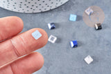 Cabochon carré pierre naturelle onyx lapis cristal de roche quartz rose jade 6x6mm, x1 (G8651)