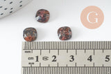 Cabochon carré rhodonite naturelle 8x8mm, x1 (G9688)