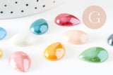 Cabochon dôme goutte verre irisé 13mmx18mm, x10 (13g) (G2075)