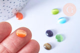Cabochon ovale dôme verre oeil de chat multicolore 8x10mm, x10 (G8702)