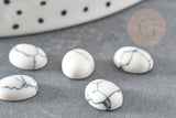 Cabochon ovale howlite blanche naturelle 8 x10mm, x1 (G2108)