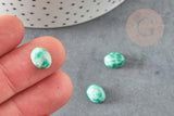 Cabochon ovale jaspe blanc vert naturel 8x10mm, x1 (G2450)