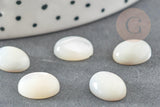 Cabochon ovale nacre blanche naturelle 10x8mm, x1 (G0372)