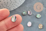 Cabochon ovale nacre noire ormeau naturel 10x8mm, x1 (G8687)