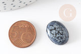 Cabochon ovale obsidienne neige naturelle 20x15mm, x1 (G2229)