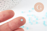Cabochon rond jade naturel bleu turquoise clair 4mm, x1 (G9958)