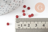Cabochon rond jade naturel rouge 4mm, x1 (G9951)