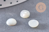 Cabochon rond nacre blanche naturelle 8mm, x1 G10535