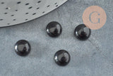 Cabochon rond onyx naturelle noire lisse 8mm, x1 G8666
