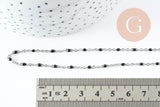 Collier Chaine avec fermoir acier inoxydable platine résine noire 2mm-40.5cm, x1 (G10010)