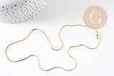 Collier Chaine avec fermoir serpent laiton doré 43cm, x1 (G7106)