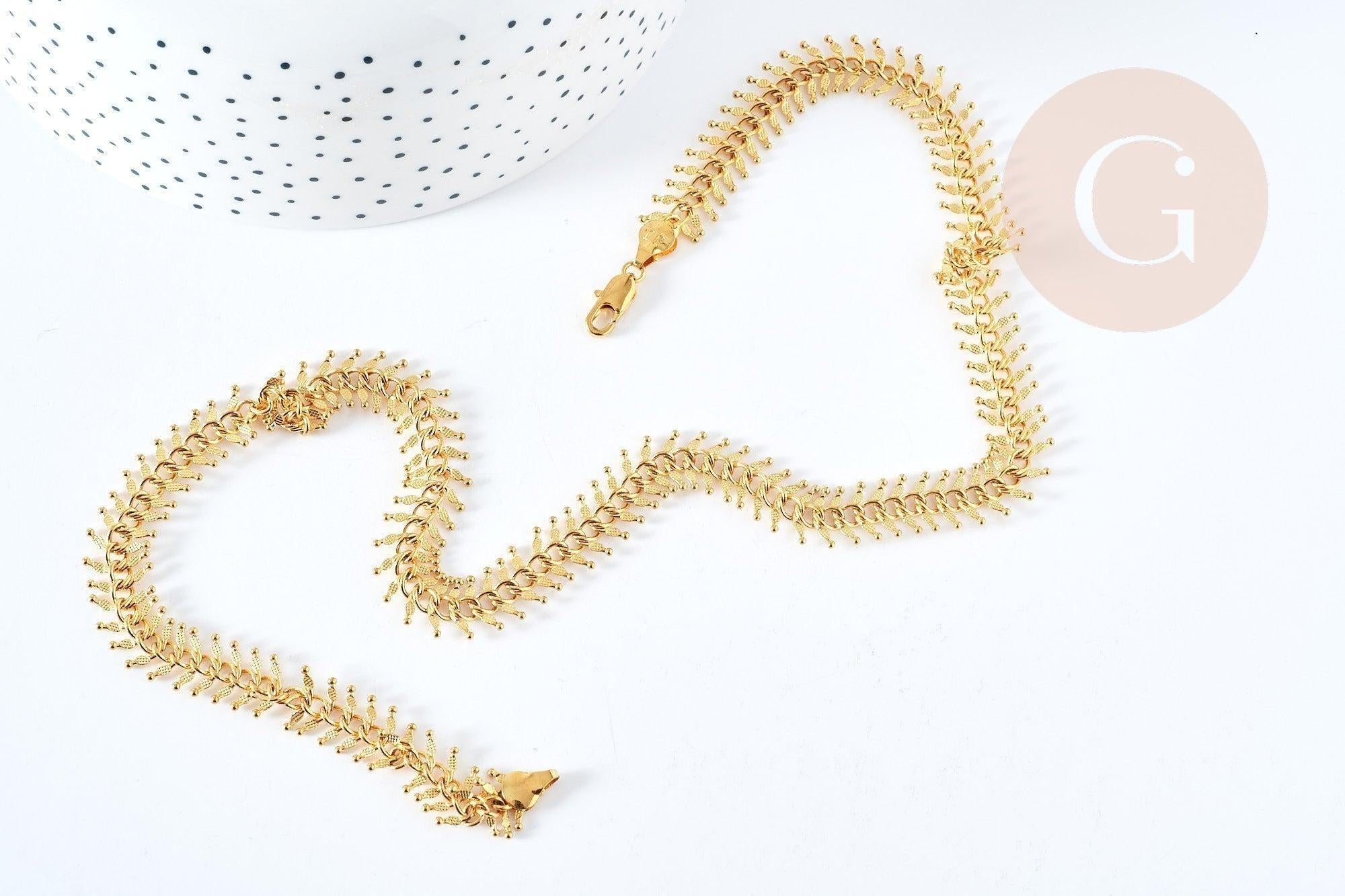 Collier Chaine complète Fishbone acier inoxydable 304 doré 45cm,création de bijoux xxL en acier inoxydable x1 (G8358)