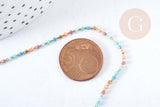 Collier Chaine complète acier inoxydable 304 doré perles rocaille multicolores artisanales 40.7cm, x1 G8777