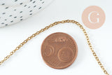 Collier Chaine complète forçat acier inoxydable doré 1.5mm/45cm avec fermoir, x1 (G10732)