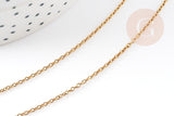 Collier Chaine complète forçat acier inoxydable doré IP 45cm avec fermoir, x1 (G9206)