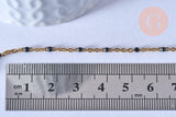 Chaine de cheville acier doré 14k résine noire chaine dorée 1.5-2mm/23cm, x1 (G3430)