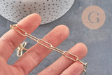 Chaine fer doré or pâle maille rectangle 18x6mm, x1 mètre (G1858)