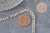 Cadena Figaro acero inoxidable 304 plateado 9x4mm, x1 metro (G11197)