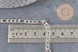Cadena Figaro acero inoxidable 304 plateado 9x4mm, x1 metro (G11197)