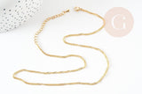 Collier Chaine fine dorée maille singapour 16K 2.5 microns avec extension 1.5 mm- 45/50cm, collier complète dorée avec fermoir, x1 G9240